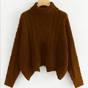 Mixed Knit Asymmetrical Hem Sweater